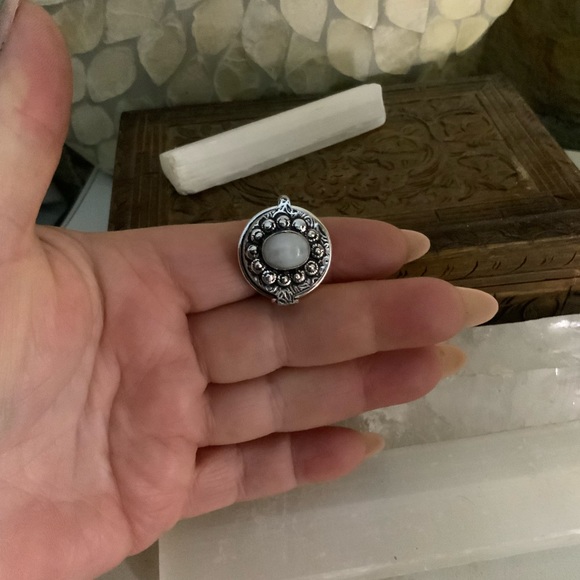 Silver Moonstone Poison Ring - Picture 10 of 11